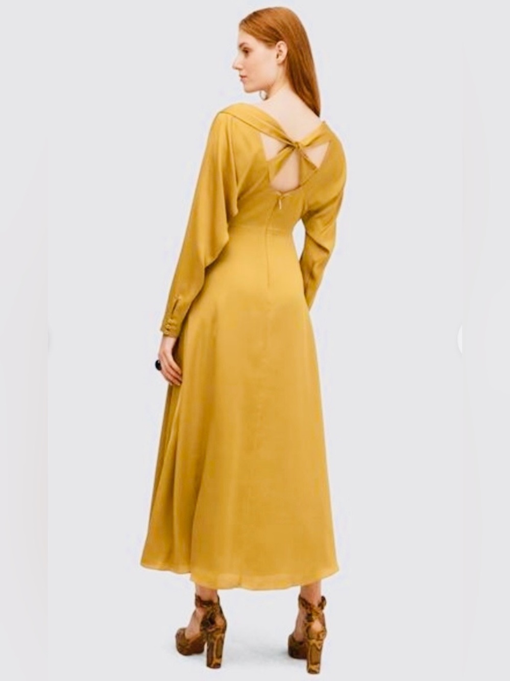 Kate Spade Twist Back MIDI Dress size 8 Golden Raisin NWT